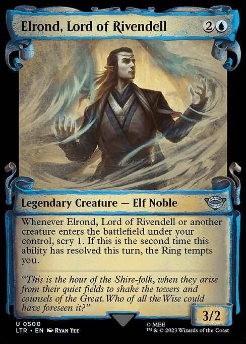 Whenever Elrond, Lord of Rivendell or another creature enters the battlefield under your control, scry 1. If this is the second time this ability has resolved this turn, the Ring tempts you.