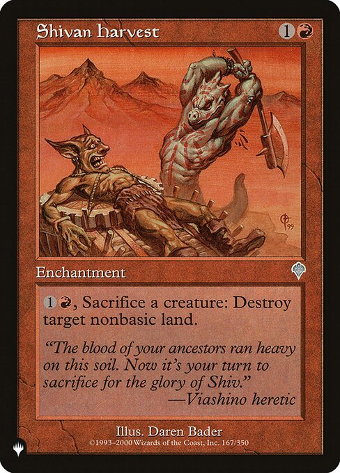 {1}{R}, Sacrifice a creature: Destroy target nonbasic land.