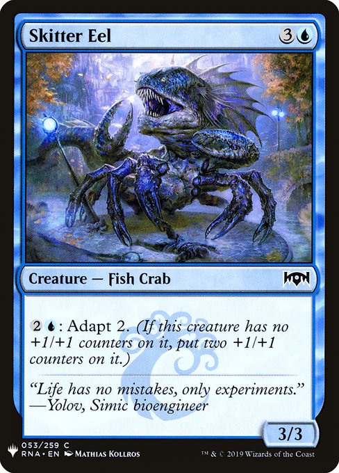 {2}{U}: Adapt 2. (If this creature has no +1/+1 counters on it, put two +1/+1 counters on it.)