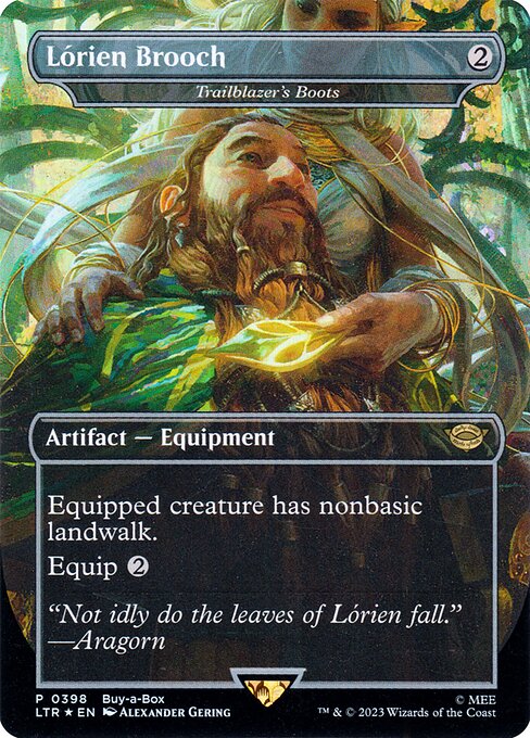 Equipped creature has nonbasic landwalk. (It can't be blocked as long as defending player controls a nonbasic land.)
Equip {2}