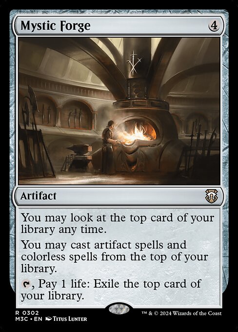 You may look at the top card of your library any time.
You may cast artifact spells and colorless spells from the top of your library.
{T}, Pay 1 life: Exile the top card of your library.