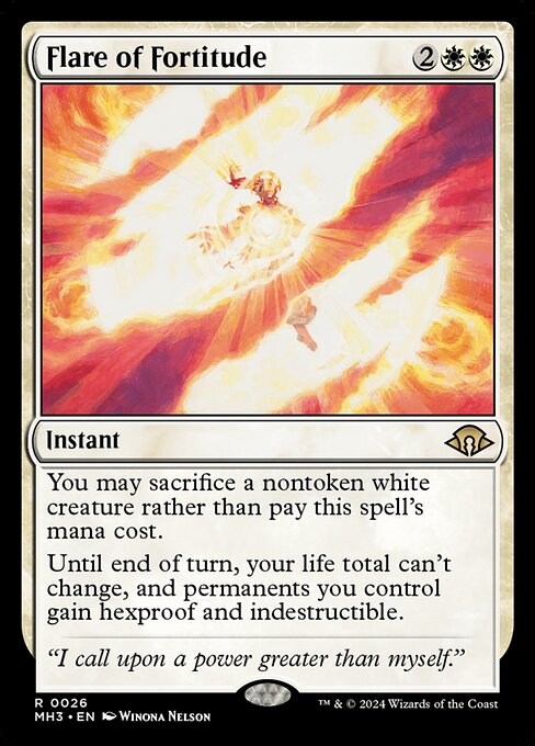 You may sacrifice a nontoken white creature rather than pay this spell's mana cost.
Until end of turn, your life total can't change, and permanents you control gain hexproof and indestructible.