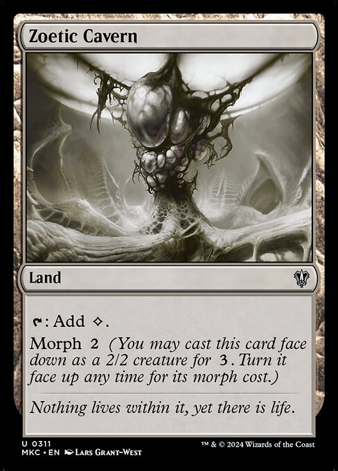 {T}: Add {C}.
Morph {2} (You may cast this card face down as a 2/2 creature for {3}. Turn it face up any time for its morph cost.)