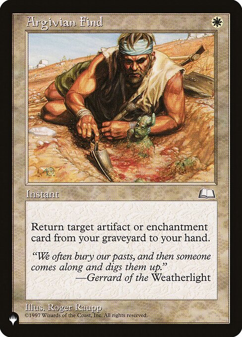 Return target artifact or enchantment card from your graveyard to your hand.