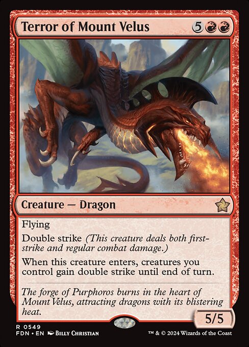 Flying
Double strike (This creature deals both first-strike and regular combat damage.)
When this creature enters, creatures you control gain double strike until end of turn.