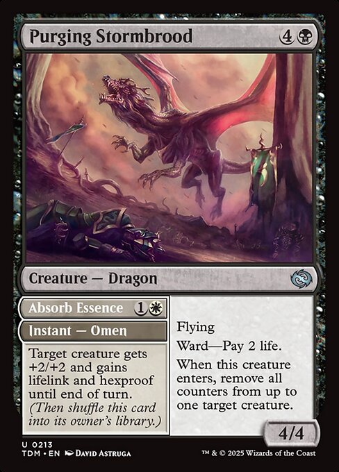 Flying
Ward—Pay 2 life.
When this creature enters, remove all counters from up to one target creature. Target creature gets +2/+2 and gains lifelink and hexproof until end of turn. (Then shuffle this card into its owner's library.)