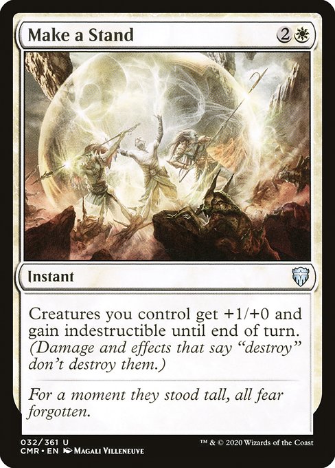 Creatures you control get +1/+0 and gain indestructible until end of turn. (Damage and effects that say "destroy" don't destroy them.)