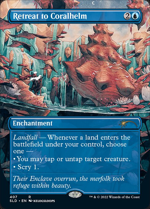 Landfall — Whenever a land enters the battlefield under your control, choose one —
• You may tap or untap target creature.
• Scry 1. (Look at the top card of your library. You may put that card on the bottom of your library.)