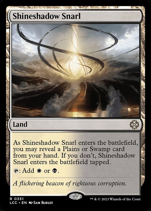 As this land enters, you may reveal a Plains or Swamp card from your hand. If you don't, this land enters tapped.
{T}: Add {W} or {B}.
