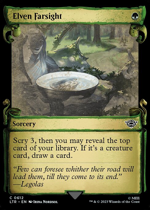 Scry 3, then you may reveal the top card of your library. If it's a creature card, draw a card.