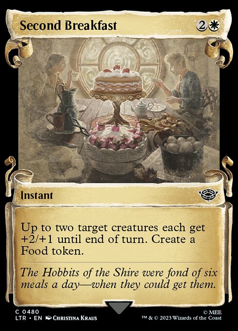 Up to two target creatures each get +2/+1 until end of turn. Create a Food token. (It's an artifact with "{2}, {T}, Sacrifice this artifact: You gain 3 life.")