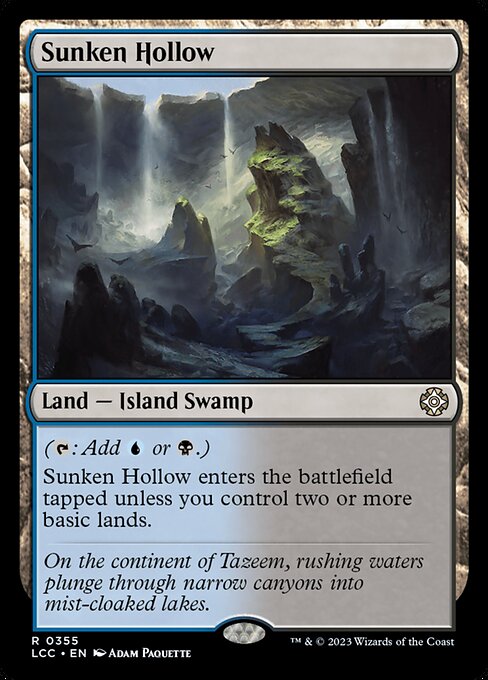 ({T}: Add {U} or {B}.)
This land enters tapped unless you control two or more basic lands.