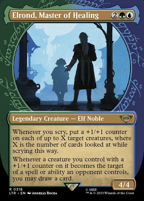 Whenever you scry, put a +1/+1 counter on each of up to X target creatures, where X is the number of cards looked at while scrying this way.
Whenever a creature you control with a +1/+1 counter on it becomes the target of a spell or ability an opponent controls, you may draw a card.