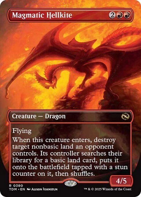 Flying
When this creature enters, destroy target nonbasic land an opponent controls. Its controller searches their library for a basic land card, puts it onto the battlefield tapped with a stun counter on it, then shuffles. (If a permanent with a stun counter would become untapped, remove one from it instead.) Flying
When this creature enters, destroy target nonbasic land an opponent controls. Its controller searches their library for a basic land card, puts it onto the battlefield tapped with
