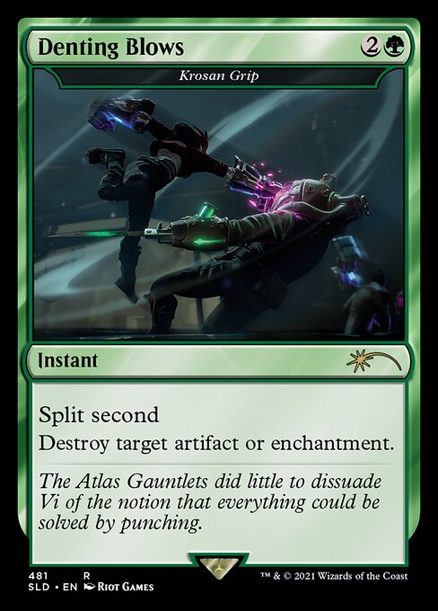 Split second (As long as this spell is on the stack, players can't cast spells or activate abilities that aren't mana abilities.)
Destroy target artifact or enchantment.