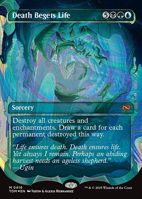 Destroy all creatures and enchantments. Draw a card for each permanent destroyed this way.