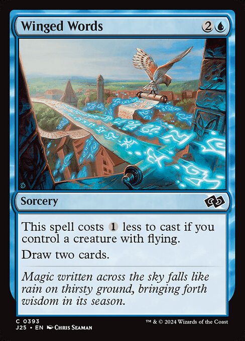This spell costs {1} less to cast if you control a creature with flying.
Draw two cards.