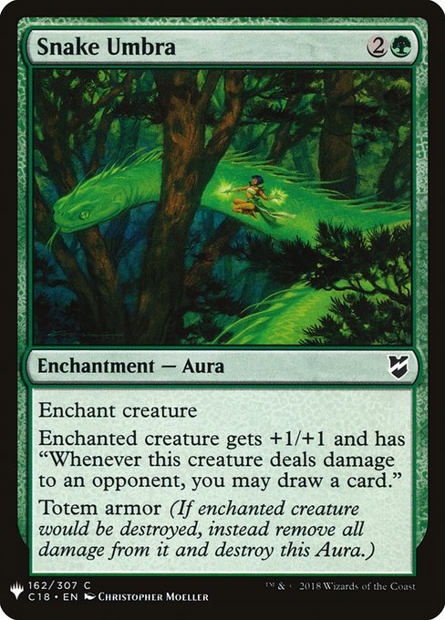 Enchant creature
Enchanted creature gets +1/+1 and has "Whenever this creature deals damage to an opponent, you may draw a card."
Umbra armor (If enchanted creature would be destroyed, instead remove all damage from it and destroy this Aura.)