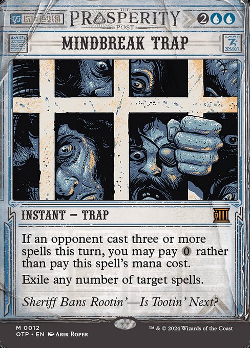 If an opponent cast three or more spells this turn, you may pay {0} rather than pay this spell's mana cost.
Exile any number of target spells.