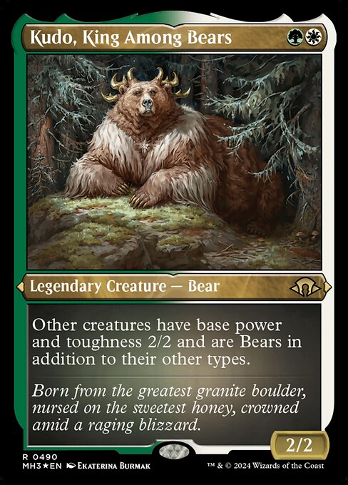 Other creatures have base power and toughness 2/2 and are Bears in addition to their other types.