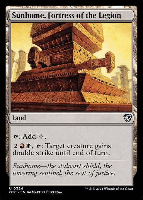 {T}: Add {C}.
{2}{R}{W}, {T}: Target creature gains double strike until end of turn.