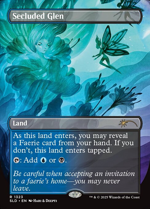 As this land enters, you may reveal a Faerie card from your hand. If you don't, this land enters tapped.
{T}: Add {U} or {B}.