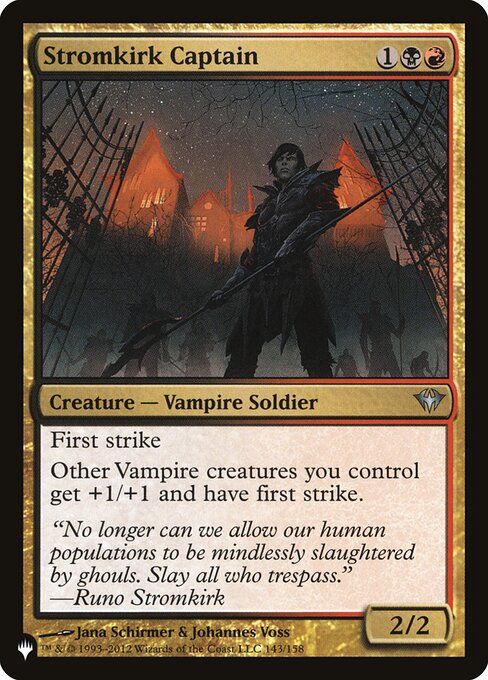 First strike
Other Vampire creatures you control get +1/+1 and have first strike.