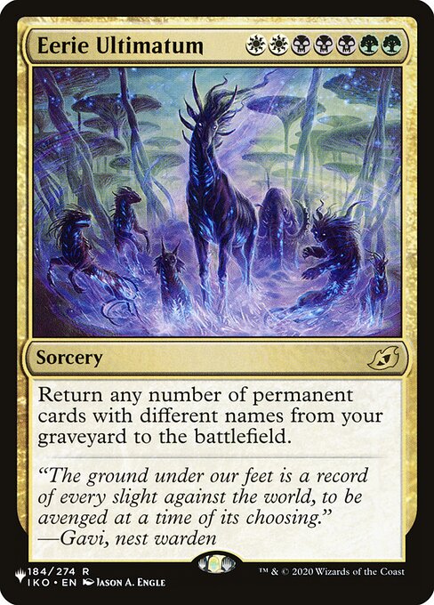Return any number of permanent cards with different names from your graveyard to the battlefield.