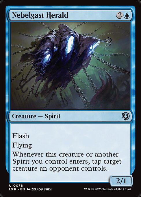Flash (You may cast this spell any time you could cast an instant.)
Flying
Whenever Nebelgast Herald or another Spirit you control enters, tap target creature an opponent controls.