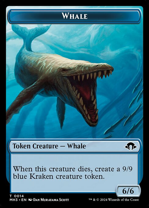 When this creature dies, create a 9/9 blue Kraken creature token.