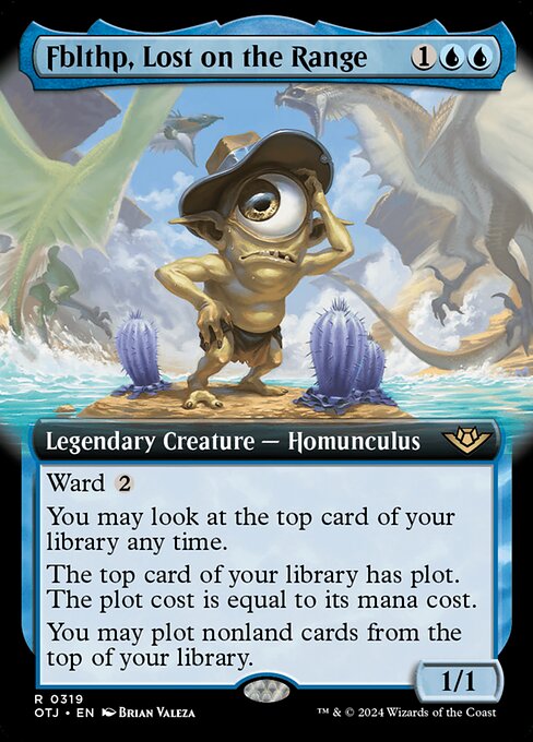 Ward {2}
You may look at the top card of your library any time.
The top card of your library has plot. The plot cost is equal to its mana cost.
You may plot nonland cards from the top of your library.