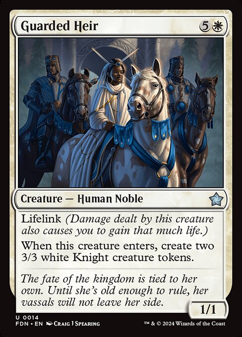 Lifelink (Damage dealt by this creature also causes you to gain that much life.)
When this creature enters, create two 3/3 white Knight creature tokens.