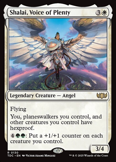 Flying
You, planeswalkers you control, and other creatures you control have hexproof.
{4}{G}{G}: Put a +1/+1 counter on each creature you control.