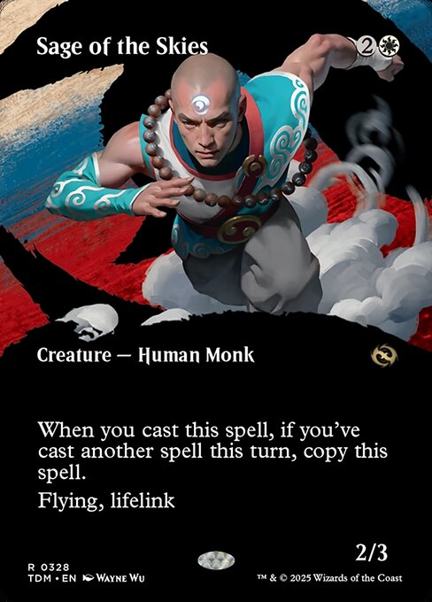 When you cast this spell, if you've cast another spell this turn, copy this spell. (The copy becomes a token.)
Flying, lifelink