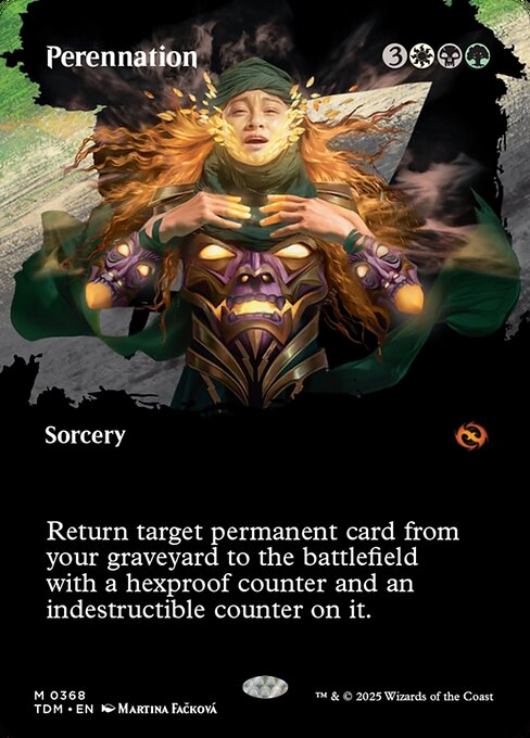 Return target permanent card from your graveyard to the battlefield with a hexproof counter and an indestructible counter on it.
