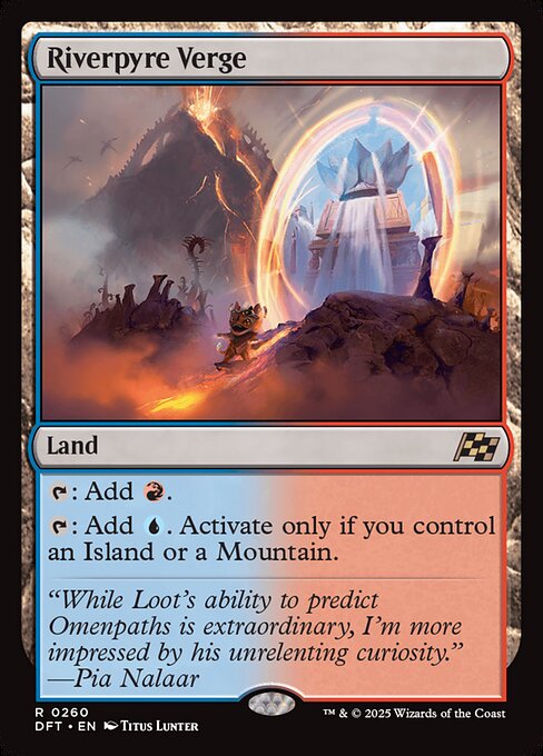 {T}: Add {R}.
{T}: Add {U}. Activate only if you control an Island or a Mountain.