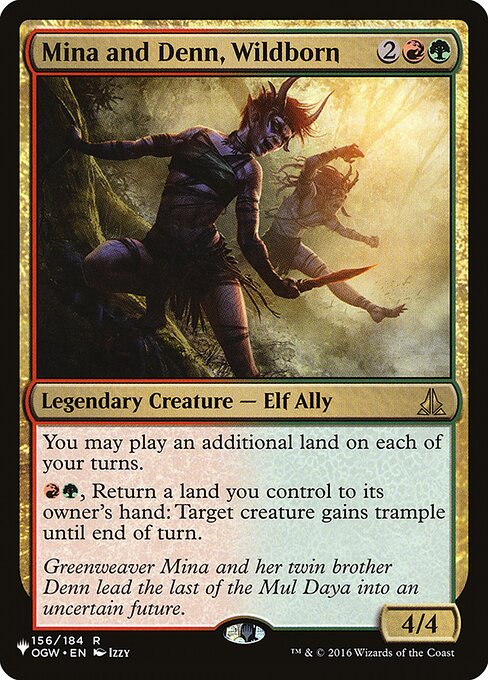 You may play an additional land on each of your turns.
{R}{G}, Return a land you control to its owner's hand: Target creature gains trample until end of turn.