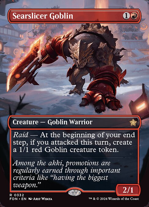 Raid — At the beginning of your end step, if you attacked this turn, create a 1/1 red Goblin creature token.