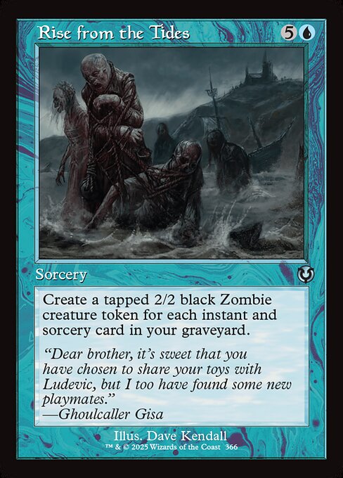 Create a tapped 2/2 black Zombie creature token for each instant and sorcery card in your graveyard.