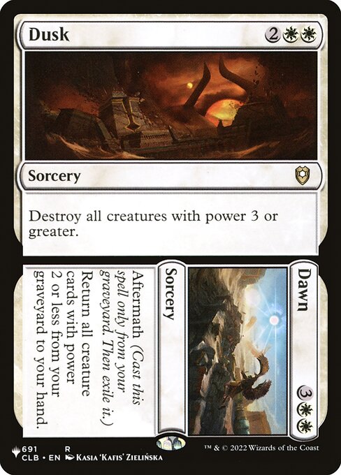 Destroy all creatures with power 3 or greater. Aftermath (Cast this spell only from your graveyard. Then exile it.)
Return all creature cards with power 2 or less from your graveyard to your hand.