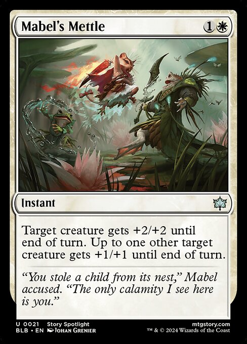 Target creature gets +2/+2 until end of turn. Up to one other target creature gets +1/+1 until end of turn.