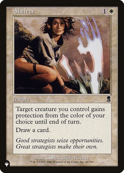 Target creature you control gains protection from the color of your choice until end of turn.
Draw a card.