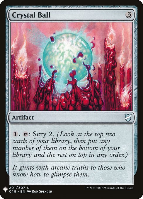 {1}, {T}: Scry 2. (Look at the top two cards of your library, then put any number of them on the bottom and the rest on top in any order.)