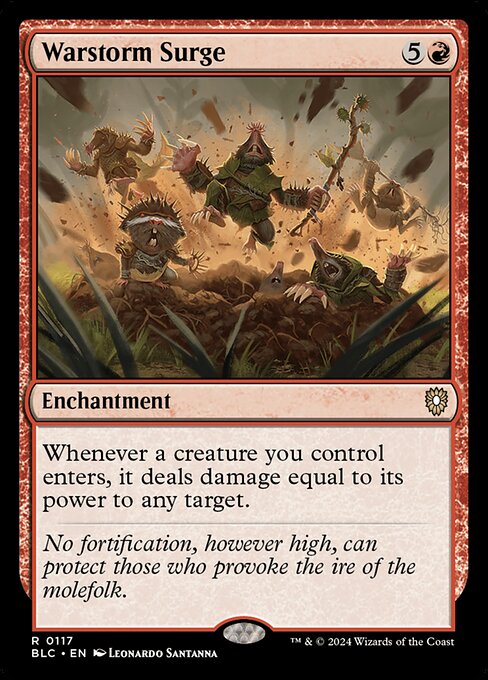 Whenever a creature enters the battlefield under your control, it deals damage equal to its power to any target.