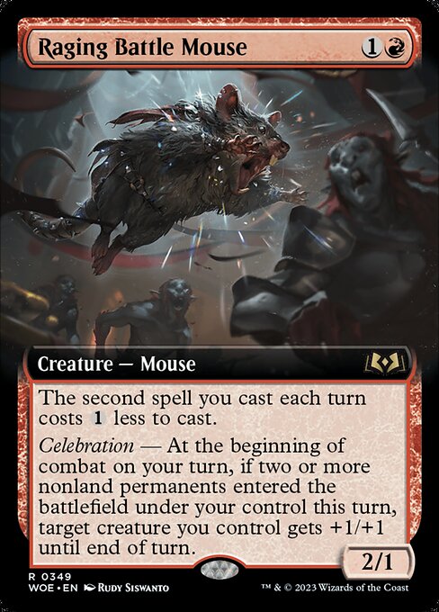 The second spell you cast each turn costs {1} less to cast.
Celebration — At the beginning of combat on your turn, if two or more nonland permanents entered the battlefield under your control this turn, target creature you control gets +1/+1 until end of turn.