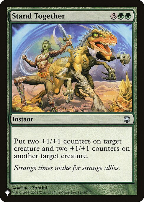 Put two +1/+1 counters on target creature and two +1/+1 counters on another target creature.