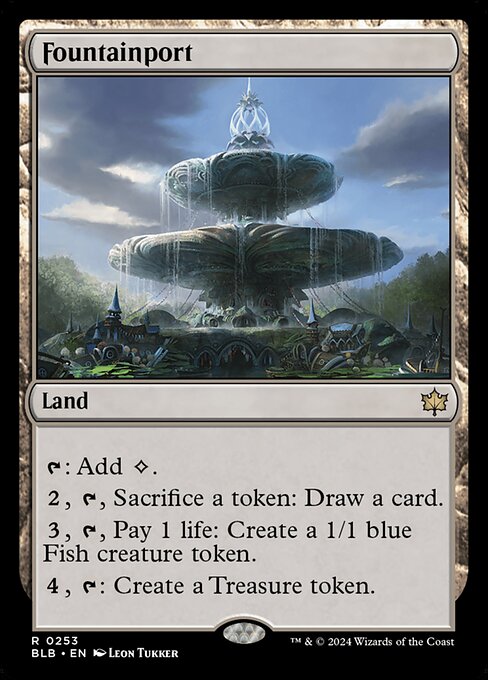 {T}: Add {C}.
{2}, {T}, Sacrifice a token: Draw a card.
{3}, {T}, Pay 1 life: Create a 1/1 blue Fish creature token.
{4}, {T}: Create a Treasure token.
