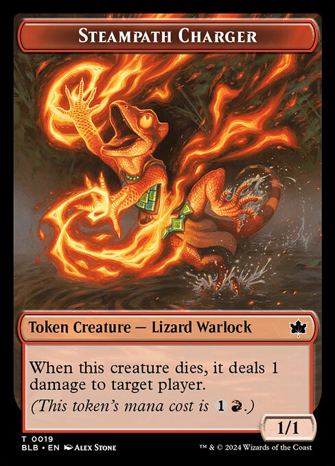 When this creature dies, it deals 1 damage to target player.
(This token's mana cost is {1}{R}.)