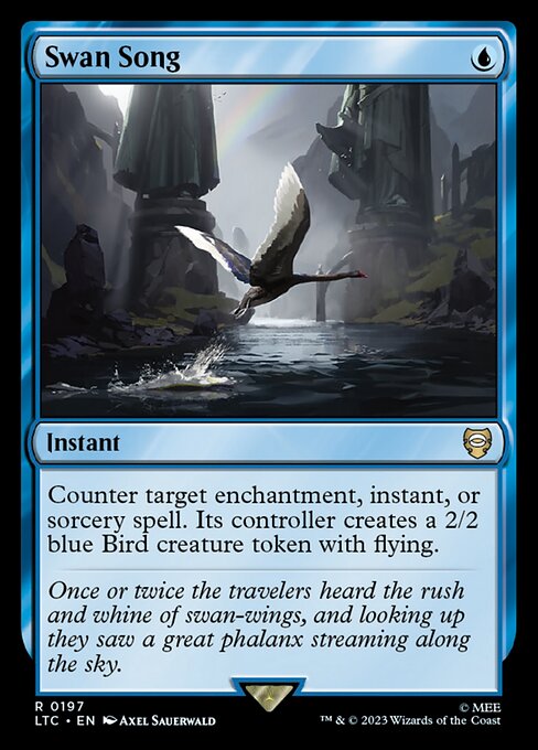 Counter target enchantment, instant, or sorcery spell. Its controller creates a 2/2 blue Bird creature token with flying.