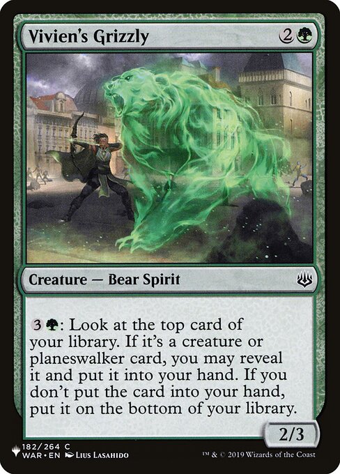 {3}{G}: Look at the top card of your library. If it's a creature or planeswalker card, you may reveal it and put it into your hand. If you don't put the card into your hand, put it on the bottom of your library.